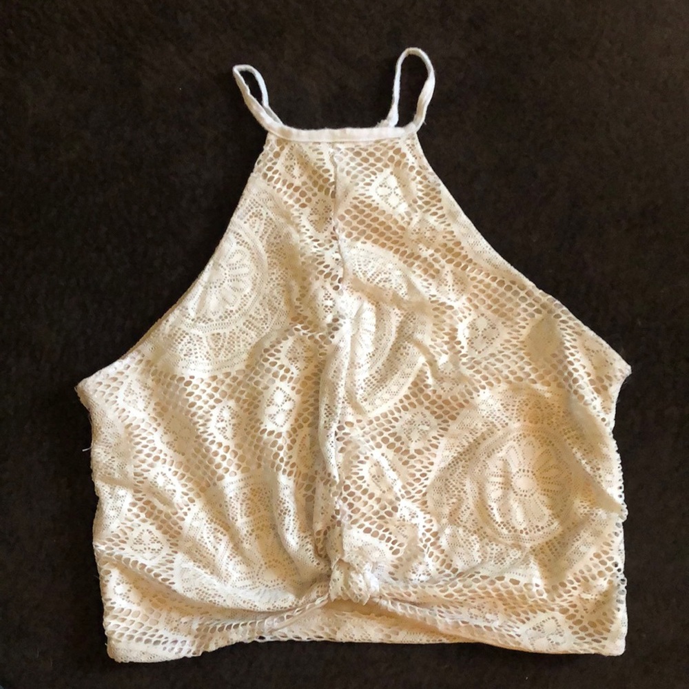 Lace halter crop top